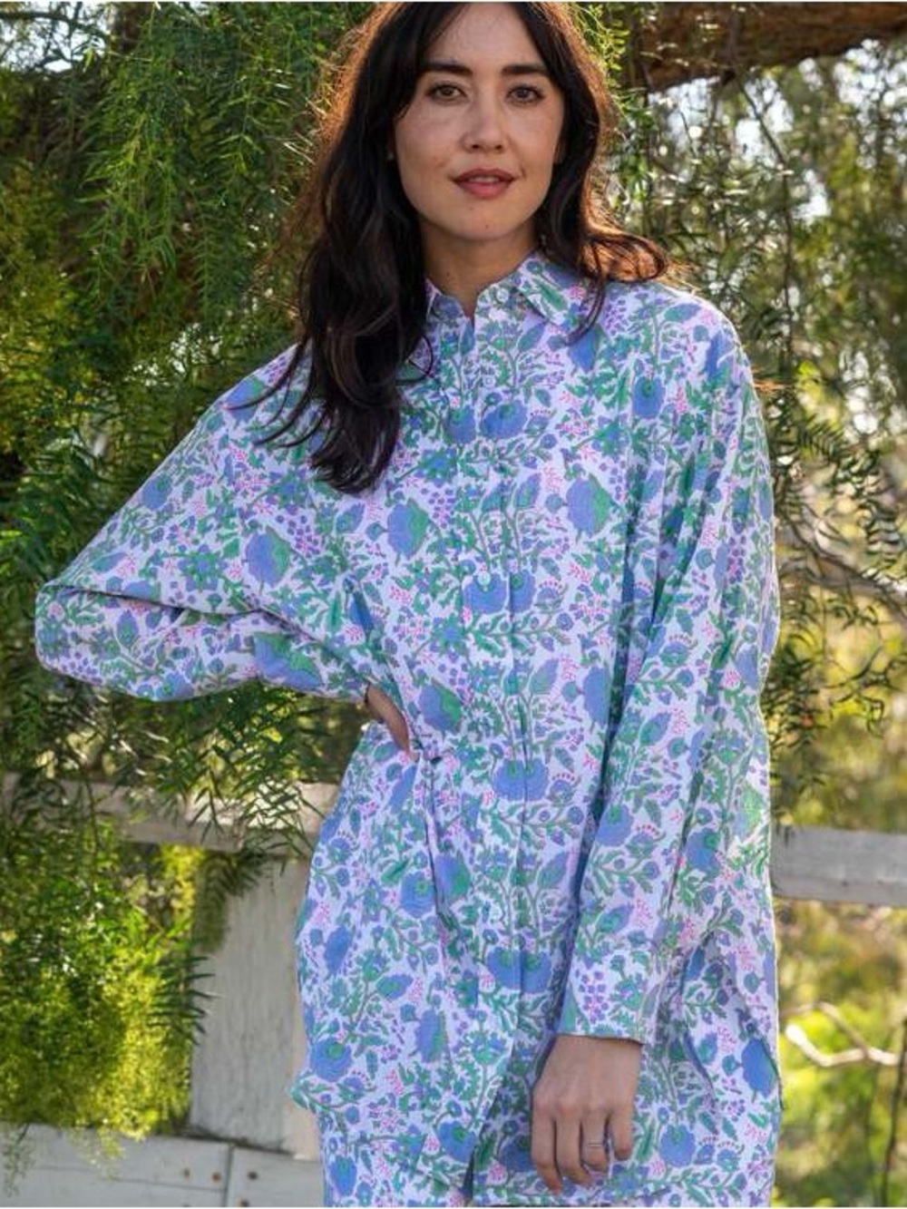 New! SZ Block Prints Floral Oversized Button Down Top 🩵 Medium